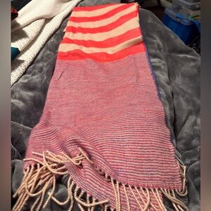 Gap Striped Pink Scarf with Fringe